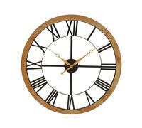 Gold and Silver Wall Clock, Round Analogue Clock With Roman Numerals & Spade Hands, Silent Wall Clock Premier Housewares Natural One Size