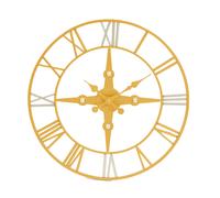Gold and Silver Wall Clock, Round Analogue Clock With Roman Numerals & Spade Hands, Silent Wall Clock Premier Housewares Silver One Size