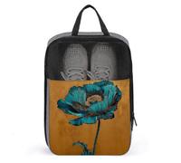Gold and Teal Tall Poppy Shoe Bag for Travel Daily Use Anti-dust Storage Carrier Golf Shoe Pouch