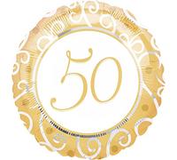 Gold and White 50th Foil Balloon 45cm - 1 Pc