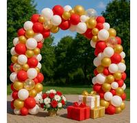 Gold And White Balloon Arch Kit Red Confetti Balloons for kids, Men, Boy Birthday Party, Wedding, Anniversary, Retirement Decorations ballons 100 pack - Balloon Garland Kit