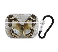 Gold and White Butterfly Case Cover with Keychain Shockproof Hard Shell Protective Case for 2nd/1st Generation Case for Women Men Bluetooth Earbuds Case