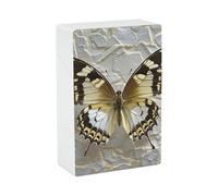 Gold and White Butterfly Cigarette Case 85mm King Size, Crushproof Plastic Cigarette Box Holder for Men Women Cigar Protective Cover Waterproof Cigarettes Holder 20 Capacity