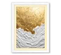 Gold and White Dialogue Modern Framed Wall Art Print A1 (84.1×59.4cm) White, Wall Decor for Living Room, Bedroom, Office & Home, Ready to Hang, Art Gift