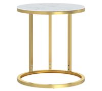 (gold and white marble) vidaXL Side Table Marble Home Indoor Furniture Tempered Glass Multi Colours