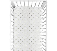Gold and White Star Baby or Toddler Fitted Crib Sheet for Celestial Collection by Sweet Jojo Designs
