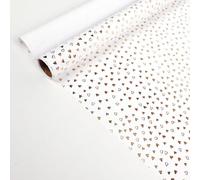 Gold and White Wrapping Paper Roll Metallic Striped Polka Dot Design Elegant Wrap for Wedding Bridal Shower Birthday All Occasions (Heart)