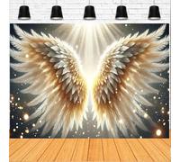 Gold Angel Wings Photography Backdrop White and Golden Wings with Starry Sky Theme Party Banner Dreamy Birthday Adult Gift Art Portrait Backdrops for Living Room Bedroom Office Decor(Gold, 7x5feet)