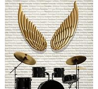 Gold Angel Wings Wall Decor, 89cmx58cm A Pair Wing Metal Wall Art, Golden Hanging Angel Wings Wall Sculptures, for Beer Bar, Wedding, Party, Christmas