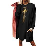 Gold Ankh Africana African Symbols Womens Long Sleeve Shirts Pullover Shirts Sweatshirts Tops Fall Clothes with Pocket