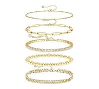 Gold Anklet for Women Cuba Paperclip Anklets Dainty Link Chain Ankles Foot Jewelry Waterproof Summer Beach Vacation Outfits, A3:gold, Zinc, no gemstone