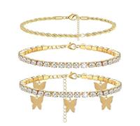 Gold Anklet for Women Cuba Paperclip Anklets Dainty Link Chain Ankles Foot Jewelry Waterproof Summer Beach Vacation Outfits, A3:gold butterfly anklets, Zinc, no gemstone