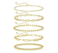 Gold Anklet for Women Cuba Paperclip Anklets Dainty Link Chain Ankles Foot Jewelry Waterproof Summer Beach Vacation Outfits, A1:gold, Zinc, no gemstone