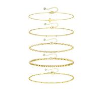 Gold Anklet for Women Cuba Paperclip Anklets Dainty Link Chain Ankles Foot Jewelry Waterproof Summer Beach Vacation Outfits, A1:gold cross anklets, Zinc, no gemstone