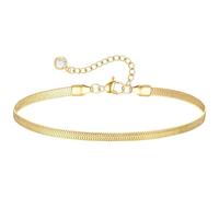 Gold Anklets Bracelets for Women,18K Gold Plated Stainless Steel Waterproof Women's Anklet Adjustable Flat Snake Anklet Chain Summer Beach Jewellery Gift