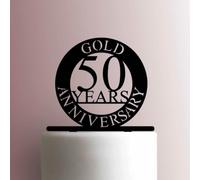 Gold Anniversary Acrylic Cake Topper 3mm Thick Premium Laser Cut Cake Decoration for Birthday, Wedding, Baby Shower & Party Cakes Durable Reusable