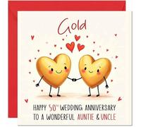 Gold Anniversary Card for Auntie & Uncle - 50th Wedding Anniversary Cards for Aunt Uncle Cute Anniversaries Greeting Cards