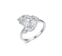 Gold Anniversary Rings Size U 1/2, Women's Elegant Solid 9K Wedding Ring with 4ct Moissanite Teardrop White Gold Engagement Bands for Women