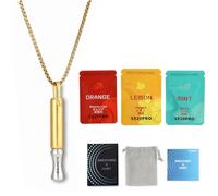 Gold Anxiety Breathing Necklace Set, Breathing Necklace with Resistance, Breathe Free Necklace, Titanium Steel Calm Pendant & 3 Aromatherapy Packs, Elegant Wellness Jewelry for Daily Stress Relief