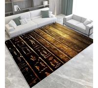 Gold Area Rugs Ancient Egyptian Hieroglyphs Washable Plush & Fluffy Non-Slip Short Pile Floor Mat 60 X 90 Cm For Bedroom Dining Room & Lounges,80 X 150 Cm