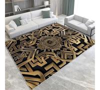 Gold Area Rugs Ancient Greek Geometric Figures Machine Washable Short Pile Area Rug 160 X 230 Cm Non-Slip Indoor Floor Mat For Living Room Bedroom Office Kitchen & Hallway Decor,120 X 170 Cm