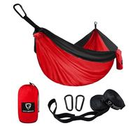 Gold Armour Camping Hammock - XL Double Hammock Portable Hammock Camping Accessories Gear for Outdoor Indoor with Tree Straps, USA Based Brand (Red and Black)