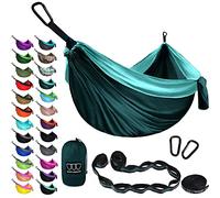Gold Armour Camping Hammock - XL Double Hammock Portable Hammock Camping Accessories Gear for Outdoor Indoor with Tree Straps, USA Based Brand (Turquoise and Seafoam)