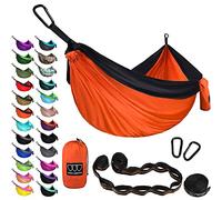 Gold Armour Camping Hammock - XL Double Hammock Portable Hammock Camping Accessories Gear for Outdoor Indoor with Tree Straps, USA Based Brand (Orange and Black)