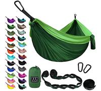 Gold Armour Camping Hammock - XL Double Parachute Hammock (2 Tree Straps 16 LOOPS/10 FT Included) USA Brand Lightweight Nylon Portable Mens Womens Kids Best Camping Accessories Gear