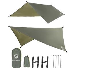 Gold Armour Rainfly Tarp for Hammock and Tent, 12x10ft Waterproof Lightweight Camping Accessories, Survival Gear