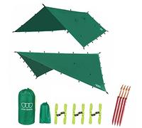 Gold Armour Rainfly Tarp Hammock, Premium 14.7ft/12ft/10ft/8ft Rain Fly Cover, Waterproof Ultralight Camping Shelter Canopy, Survival Equipment Gear Camping Tent Accessories (Green 10ft x 10ft)