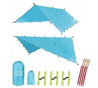Gold Armour Rainfly Tarp Hammock, Premium 14.7ft/12ft/10ft/8ft Rain Fly Cover, Waterproof Ultralight Camping Shelter Canopy, Survival Equipment Gear Camping Tent Accessories (Sky Blue 10ft x 10ft)