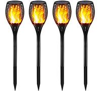 Gold Armour Solar Lights Outdoor - Flickering Flames Torch Lights Solar Light - Dancing Flame Lighting 96 LED Dusk to Dawn Flickering Tiki Torches Outdoor Waterproof Garden (4Pack Black)