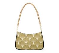 Gold Art Deco Pattern Handbags for Women Chain Shoulder Bag Womens Tote Clutch Purses with Zipper, Gold Art Deco Pattern, One Size