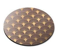 Gold Art Deco Pattern Vintage Retro - Flexible Round 5mm Rubber Mouse Mat Pad Office Home Novelty Printed Desk Accessory 12761
