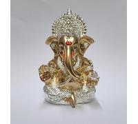 Gold Art India Ganesha Idol Ganesh for Car Dashboard Statue Ganpati Vinayaka Vinayagar Figurine Diwali Gifts Home Decor Luck, Success, Resin