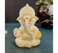 Gold Art India Ivory Ganesha Idol for Car Dashboard,Lord Ganpati Diwali Gifts, Home Decor, Office Desk, House Warming (IVORYMUKUT (Size: 3.5 x 2 inches), Ceramic, Religious