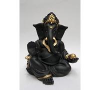 Gold Art India Terracotta Black Gaddi Ganesha for Car Dashboard Home Decor Gifting Diwali Birthday Festivals (GaddiTerracottaBlack)