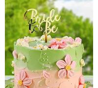 Gold Art Word 'Bride to Be' Acrylic Cake Toppers with Diamond Ring Patterns - Ideal Proposal & Wedding Party Cake Decoration Supplies