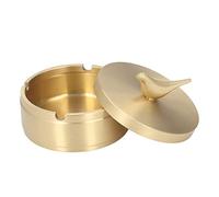 Gold Ashtray, 4 Slots Windproof Brass Decorative Bird Ashtrays, Car, Cute for Cigarettes, Outdoor Patio with Lid