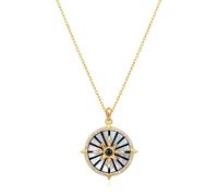 Gold Astrolabe Necklace by Ania Haie - Gold Plated / Sterling Silver / Mother Of Pearl / Stone / Enamel / Zirconia