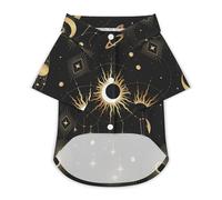 Gold Astrology Mystical Elements Dog Shirt Soft Breathable Dog T-ShirtSummer Buttons Clothes Breathable Pet Apparel Daily Wear S