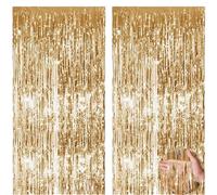 Gold Backdrop, 2 Pcs Birthday Decoration Curtain（1m*2m）, Birthday Party Gold Backdrop, Suitable For Stage Background Decoration, For Runway Decor, Wedding Holiday Party