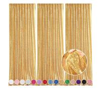 Gold Backdrop Curtain for Parties - 3 Pieces Glitter Sequin Background Backdrops 2x8ft Birthday Baby Shower Decorations