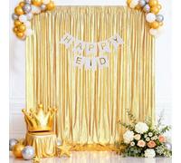 Gold Backdrop Curtains for Birthday Party: 4.8ftx8ft Sequin Background Baby Shower Curtain Drapes for Graduation Arch Backdrop
