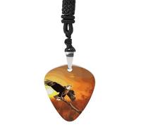 Gold Bald Eagle Guitar Pick Necklace for Men Women, No Fading Metal Guitar Pendant with String Punk Music Necklace for Guitarists Music Lovers
