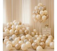 Gold Balloon Decoration Kit 62pcs - Gold, White, Ivory & Clear Balloons with Confetti | Elegant Wedding Decorations for Couples, Adults & Women | Balloon bouquet for Engagement and Anniversary.
