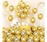 Gold Balloons,50 Pcs 12 Inch Metallic Gold Confetti Latex Balloons with 2 Ribbons for Balloon Garland or Balloon Arch Birthday Wedding Bridal Baby Shower Graduation Party Deco
