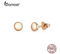 (gold) Bamoer Authentic 925 Sterling Silver Simple Bean Unique Stud Earrings For Women