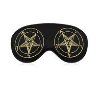Gold Baphomet Inverted Pentacle Pewter Satanic Goat Sleep Eye Mask Sleeping Light Blocking Cover Night Blindfold for Travel Nap